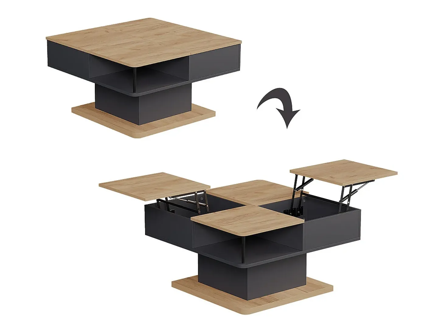Mesa de centro antracite 80x45x80 movira