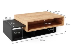 Mesa de centro antracite 105x60x32 bari