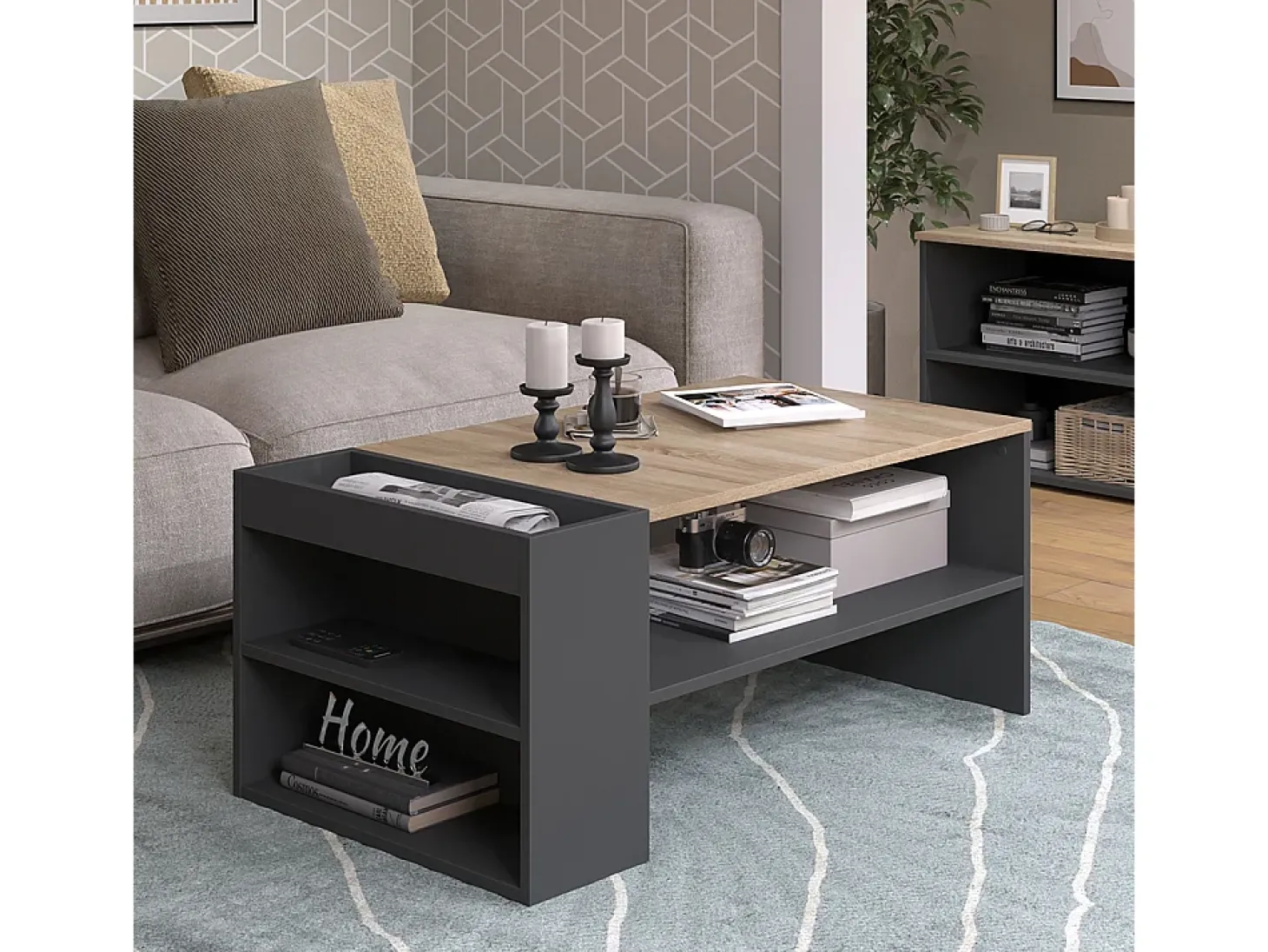 Mesa de centro antracite/sonoma 100x55x42 wido