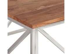 Mesa de centro aço inoxidável/madeira de acácia maciça prateado PT719328