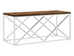 Mesa de centro aço inoxidável e madeira recuperada maciça PT415036
