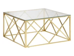 Mesa de centro aço inoxidável e vidro temperado dourado PT790065