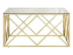 Mesa de centro aço inoxidável e vidro temperado dourado PT790065