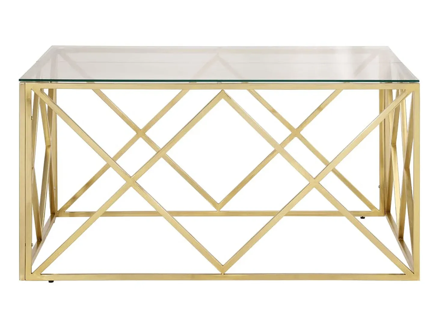 Mesa de centro aço inoxidável e vidro temperado dourado PT790065