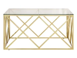 Mesa de centro aço inoxidável e vidro temperado dourado PT790065