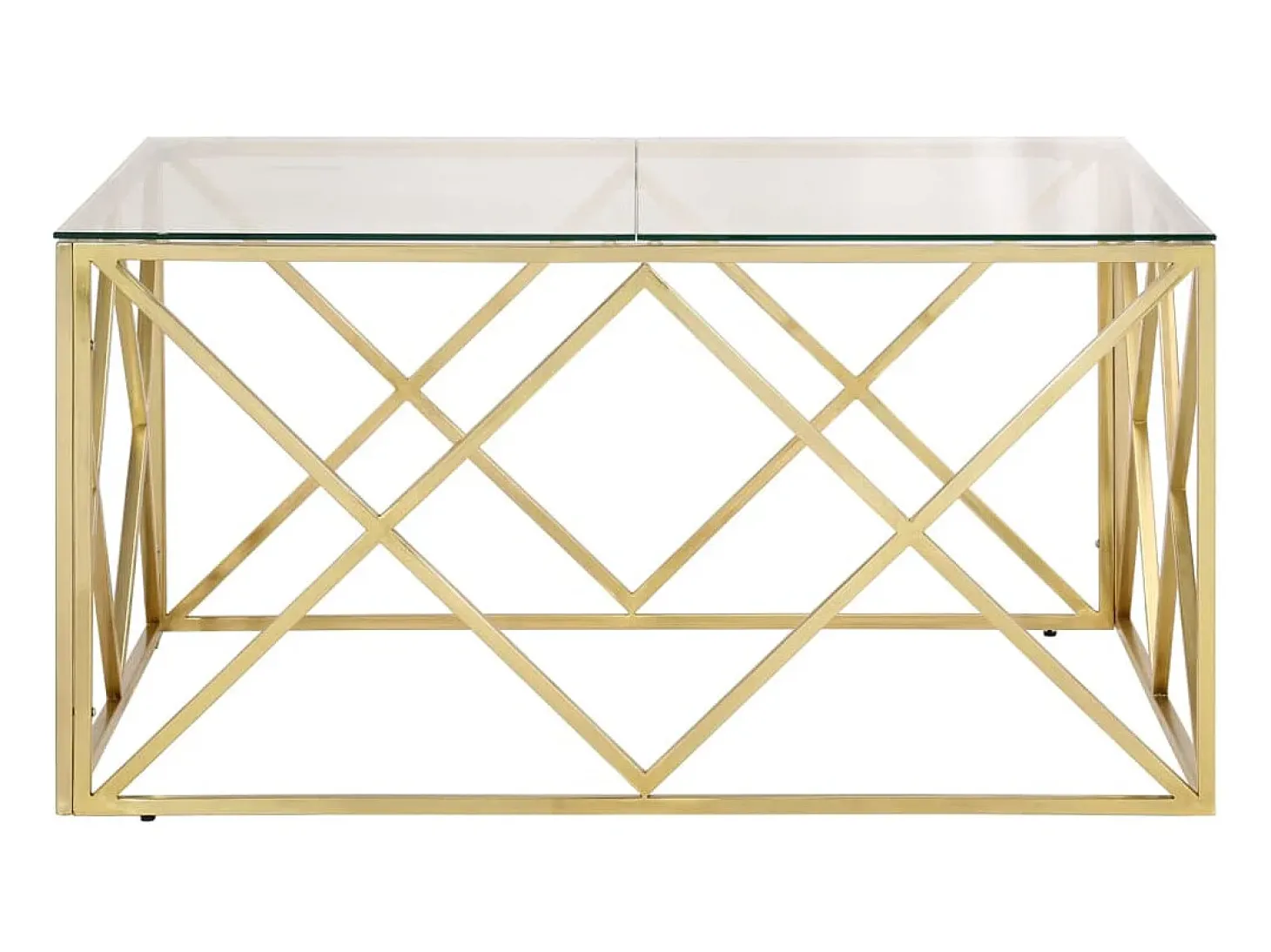Mesa de centro aço inoxidável e vidro temperado dourado PT790065