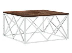 Mesa de centro aço inoxidável e madeira recuperada maciça PT325550