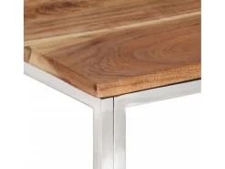 Mesa de centro aço inoxidável/madeira de acácia maciça prateado PT719032