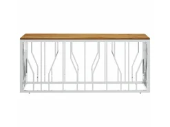 Mesa de centro aço inoxidável/madeira de acácia maciça prateado PT163408