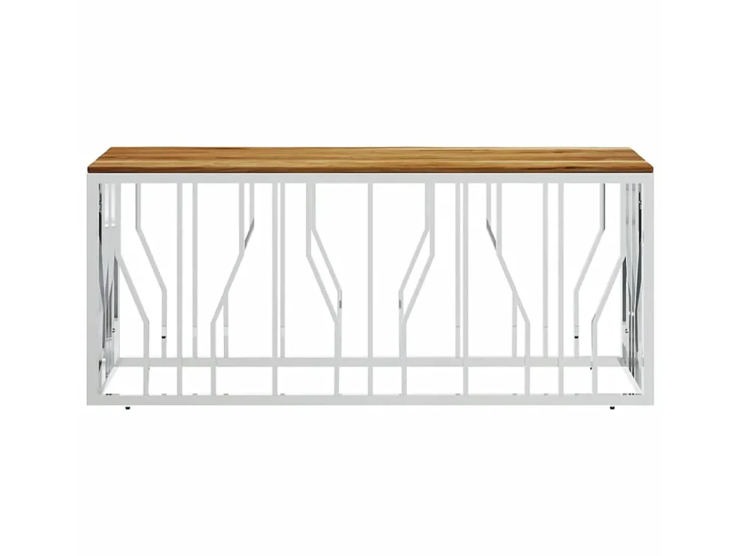 Mesa de centro aço inoxidável/madeira de acácia maciça prateado PT163408