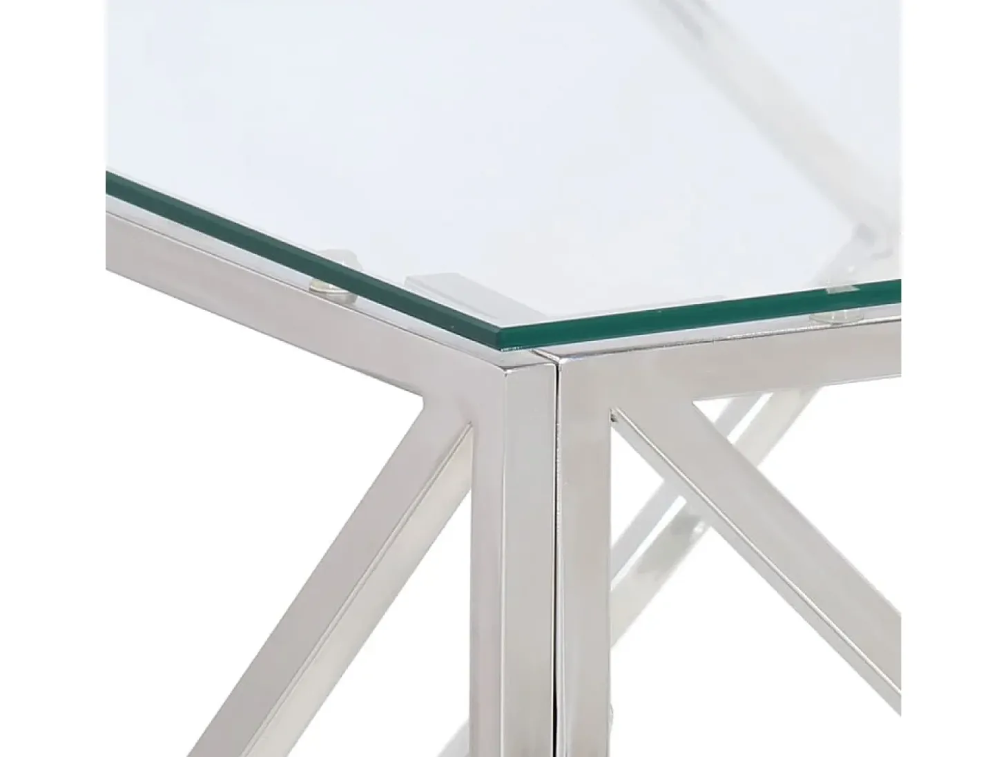 Mesa de centro aço inoxidável e vidro temperado prateado