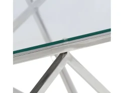 Mesa de centro aço inoxidável e vidro temperado prateado
