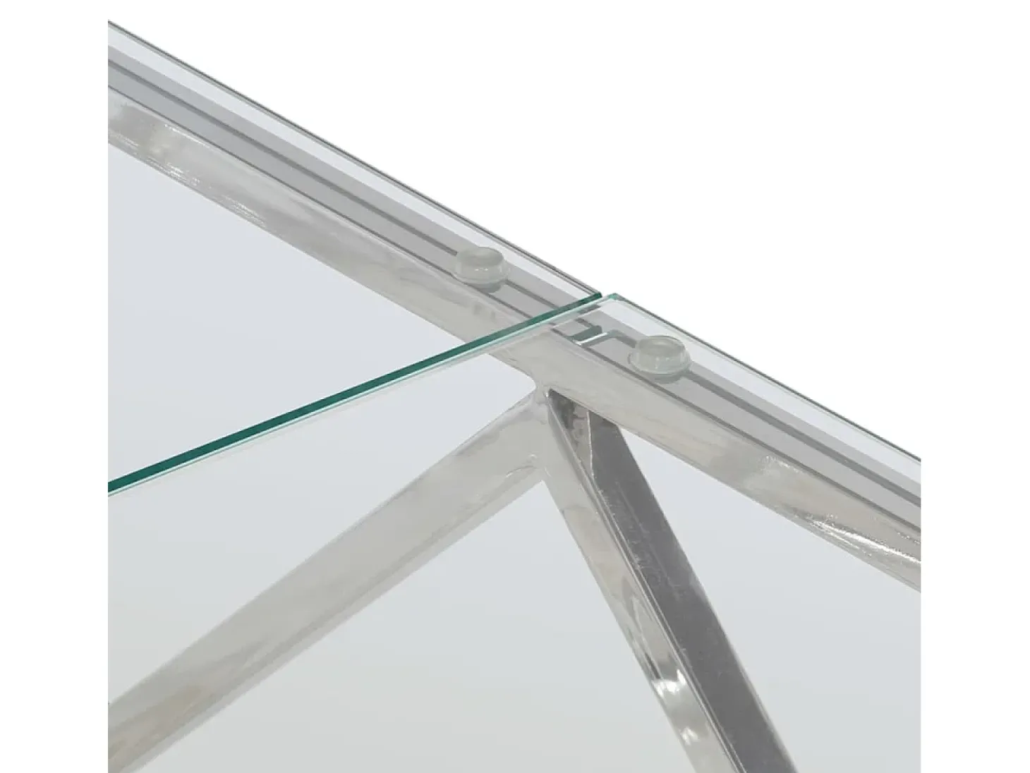 Mesa de centro aço inoxidável e vidro temperado prateado