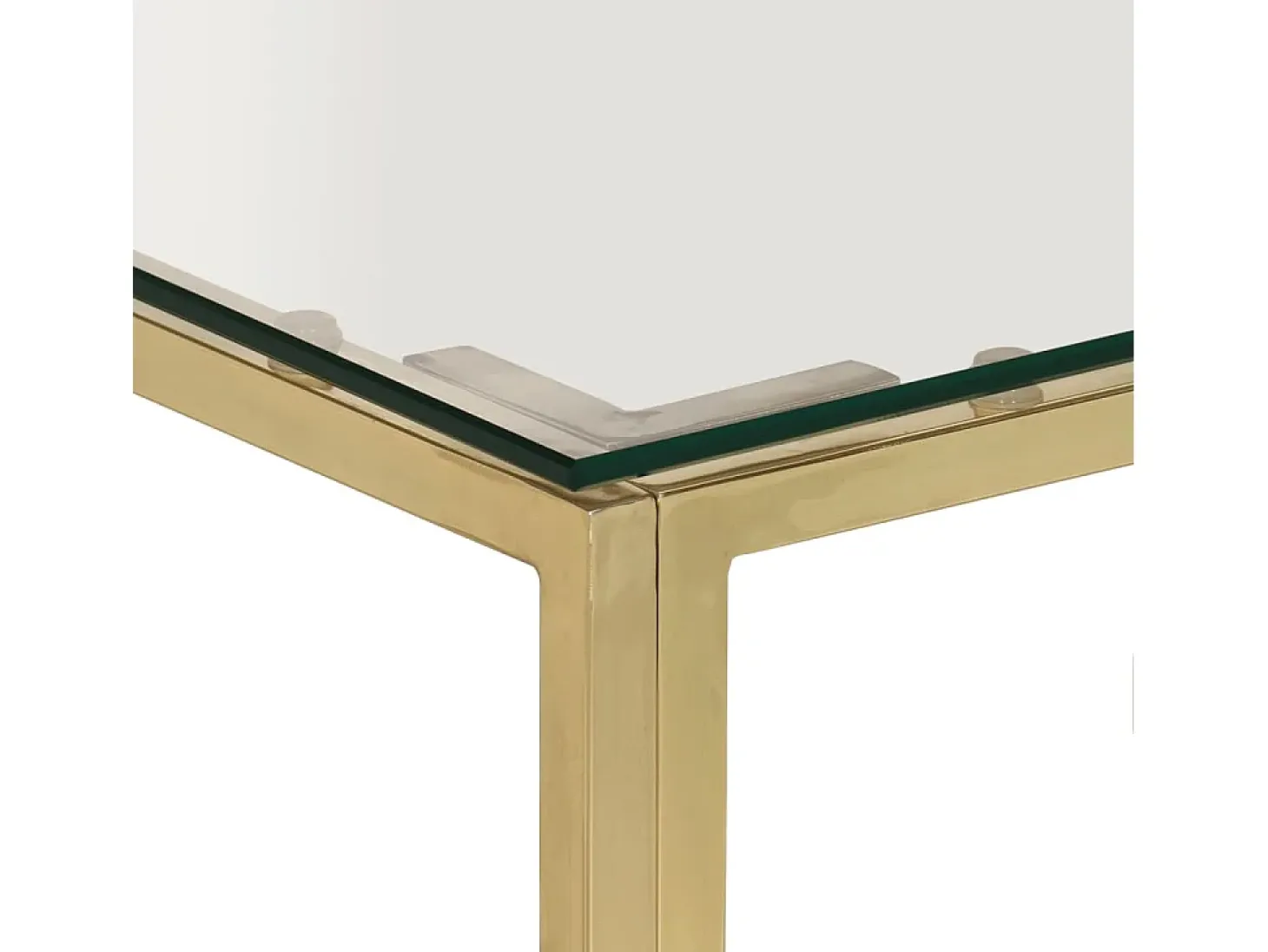 Mesa de centro aço inoxidável e vidro temperado dourado PT137226