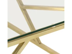 Mesa de centro aço inoxidável e vidro temperado dourado PT137226