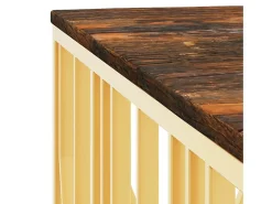 Mesa de centro aço inoxidável/madeira recuperada maciça dourado