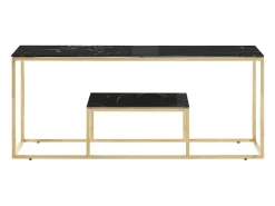 Mesa de centro aço inoxidável e vidro temperado dourado PT104423