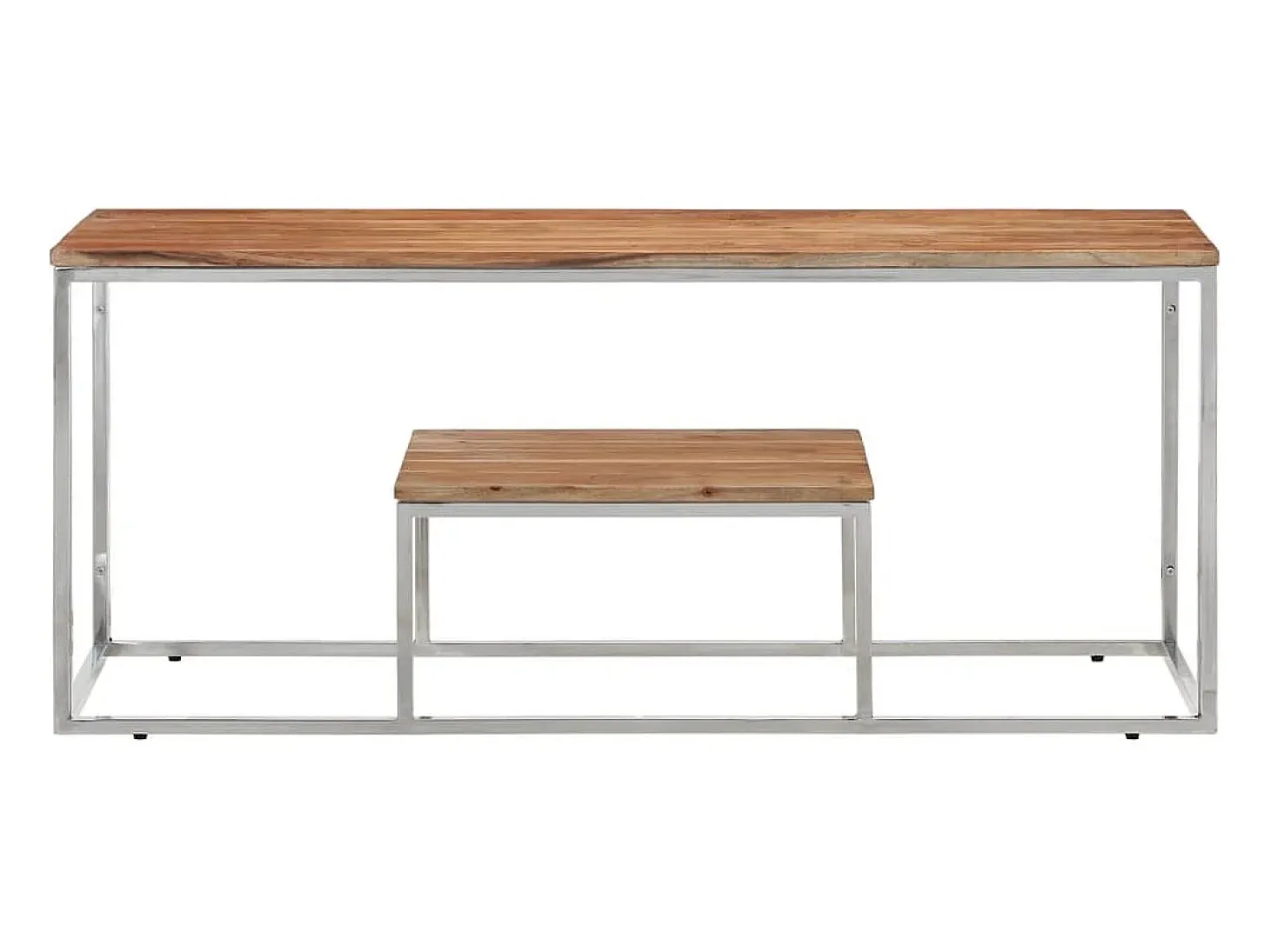 Mesa de centro aço inoxidável/madeira de acácia maciça prateado PT769051