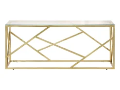 Mesa de centro aço inoxidável e vidro temperado dourado PT136538