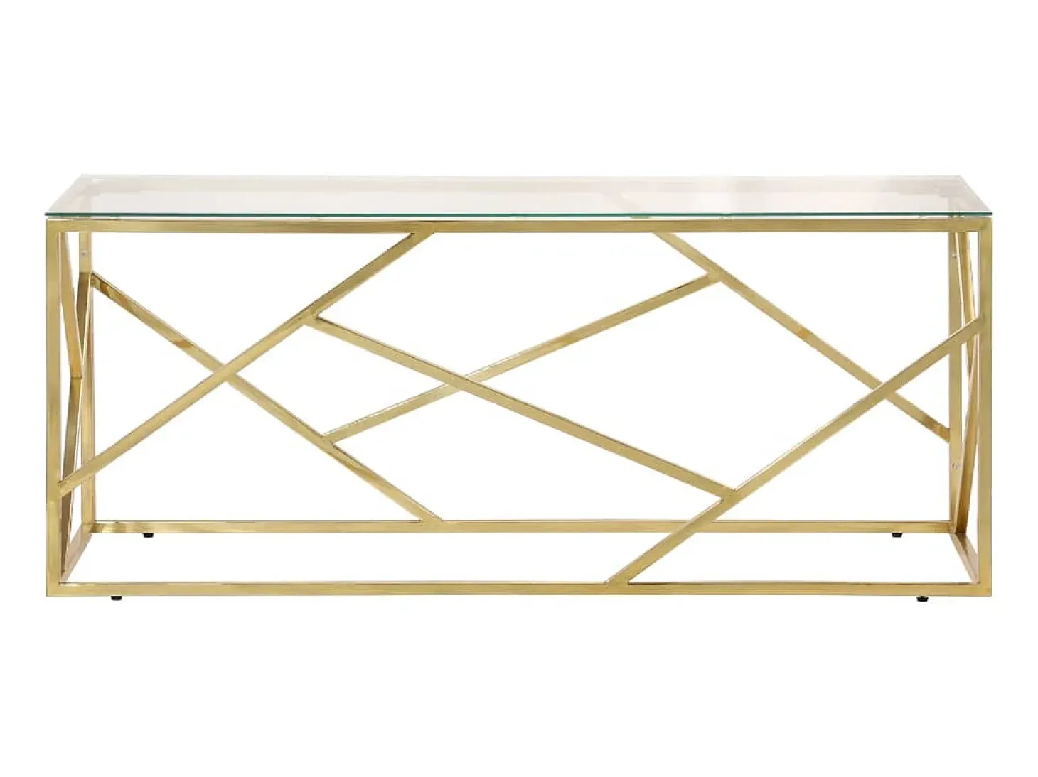 Mesa de centro aço inoxidável e vidro temperado dourado PT136538