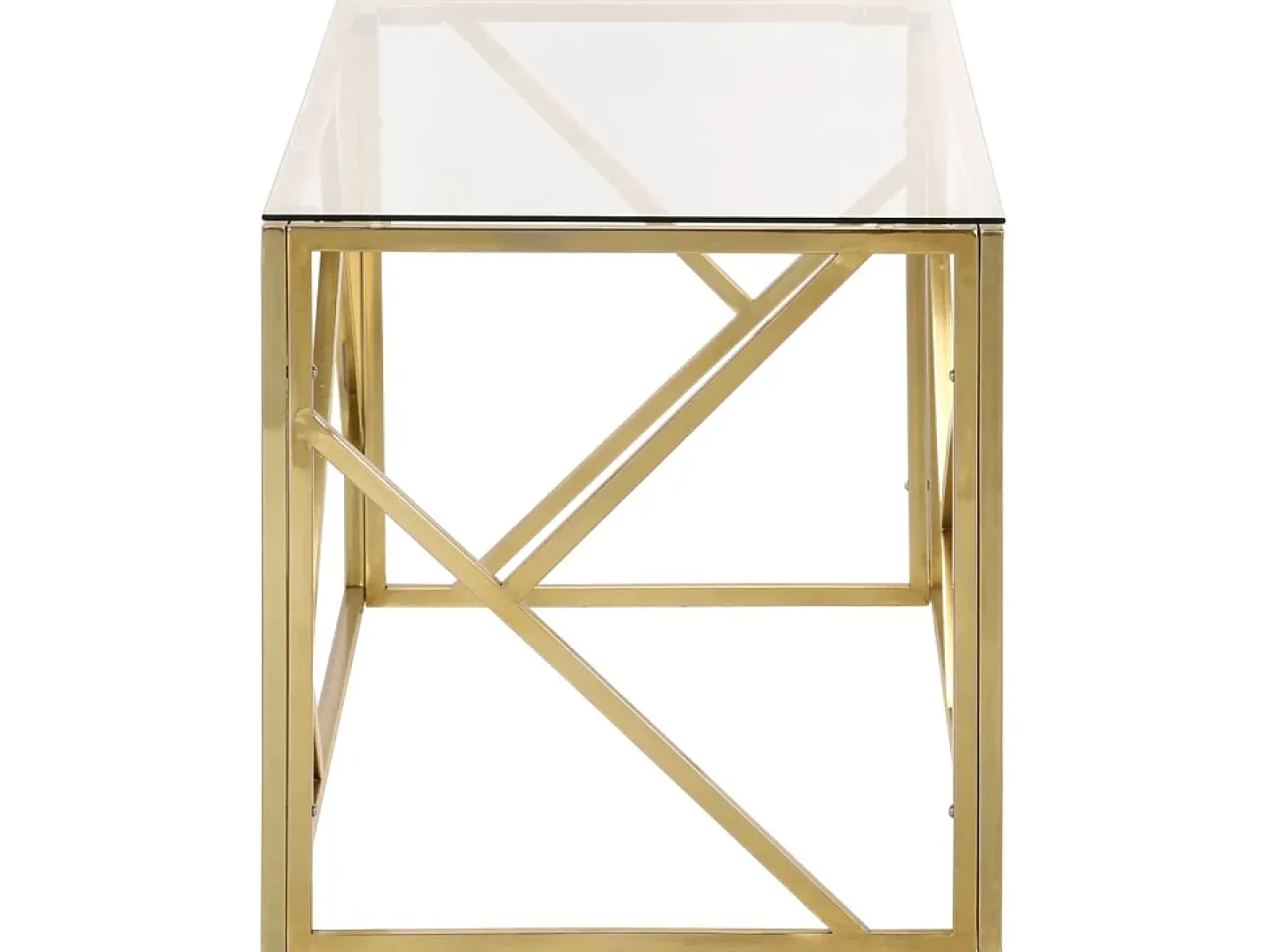 Mesa de centro aço inoxidável e vidro temperado dourado PT136538