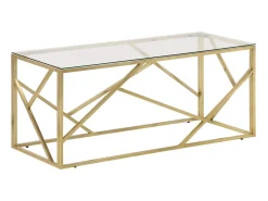 Mesa de centro aço inoxidável e vidro temperado dourado PT136538