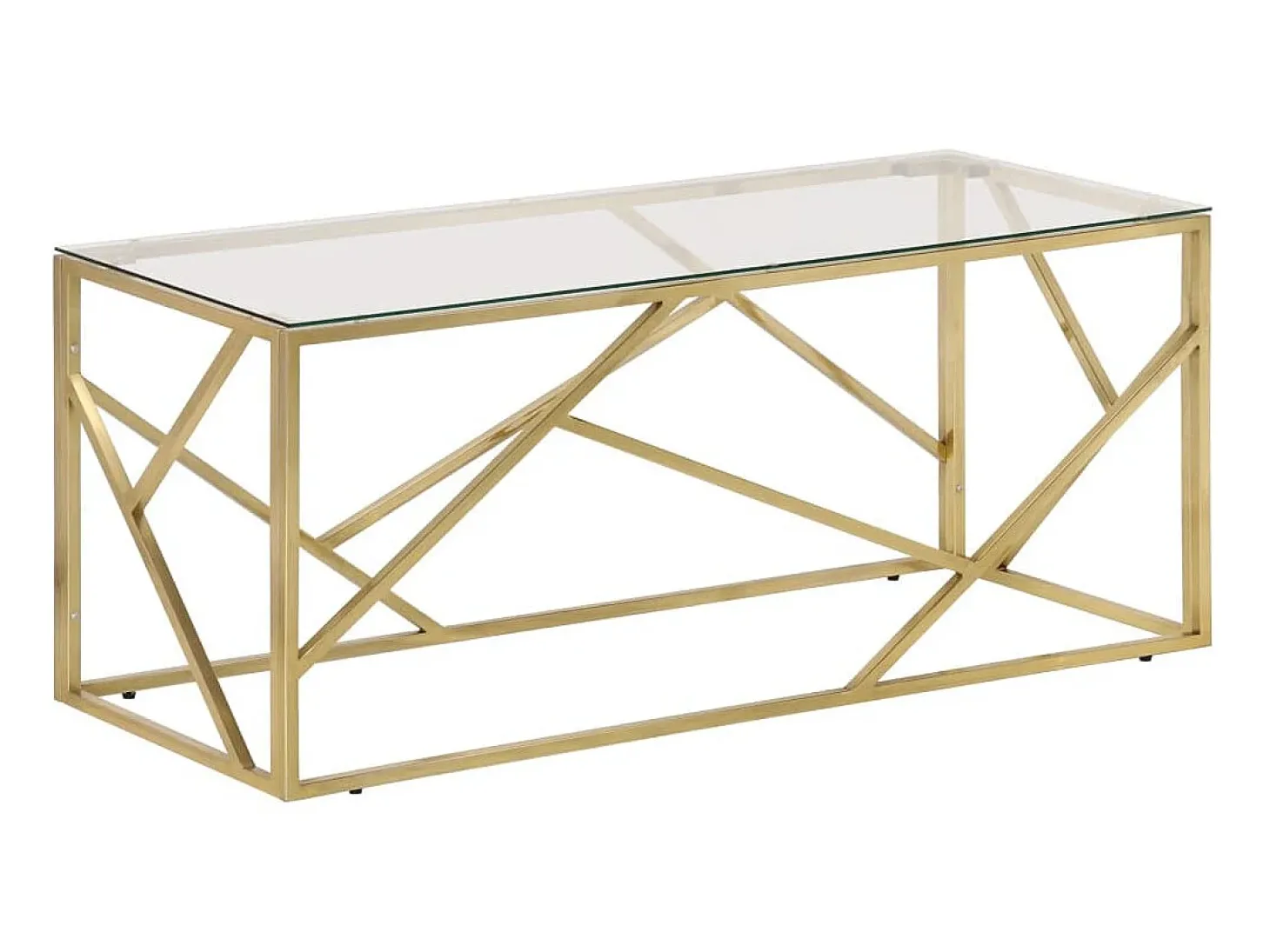 Mesa de centro aço inoxidável e vidro temperado dourado PT136538