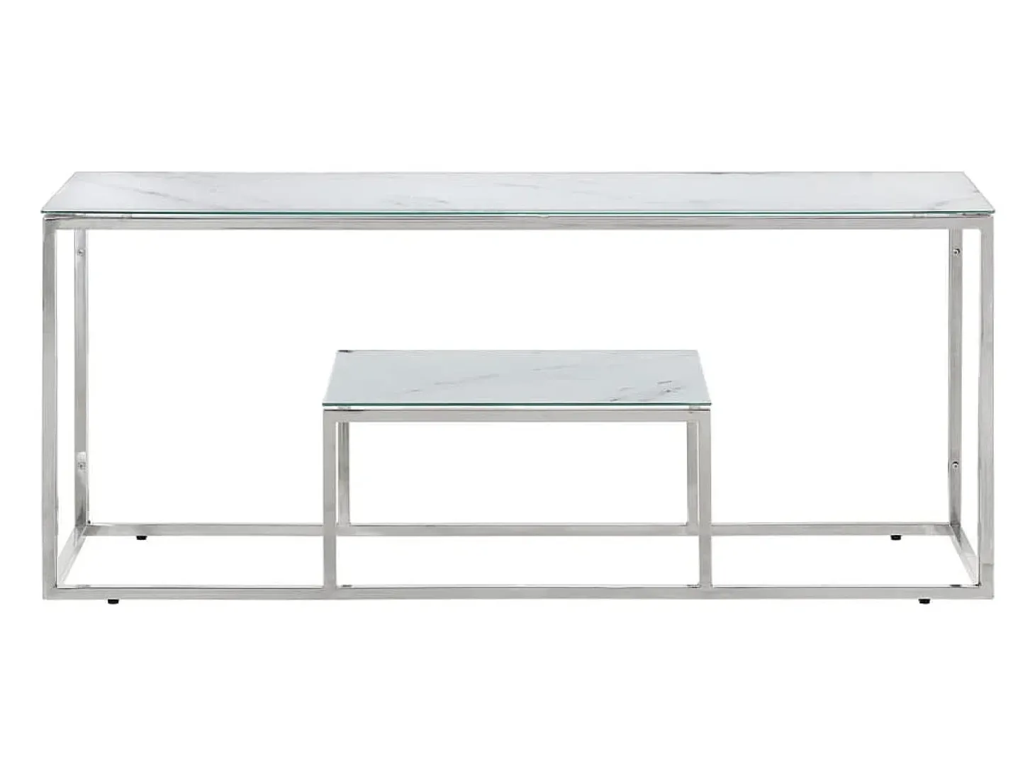 Mesa de centro aço inoxidável e vidro temperado prateado