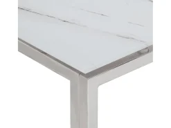 Mesa de centro aço inoxidável e vidro temperado prateado