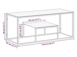 Mesa de centro aço inoxidável e vidro temperado prateado