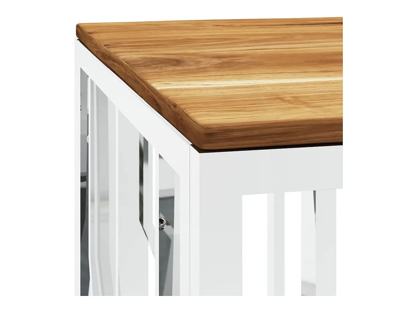 Mesa de centro aço inoxidável/madeira de acácia maciça prateado