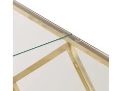 Mesa de centro aço inoxidável e vidro temperado dourado