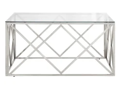 Mesa de centro aço inoxidável e vidro temperado prateado PT412295