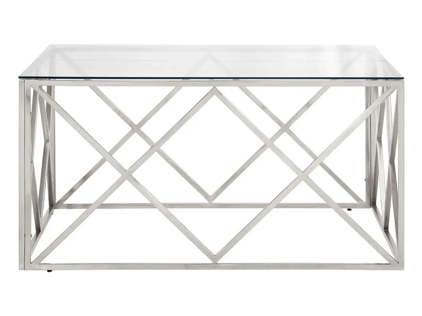 Mesa de centro aço inoxidável e vidro temperado prateado PT412295