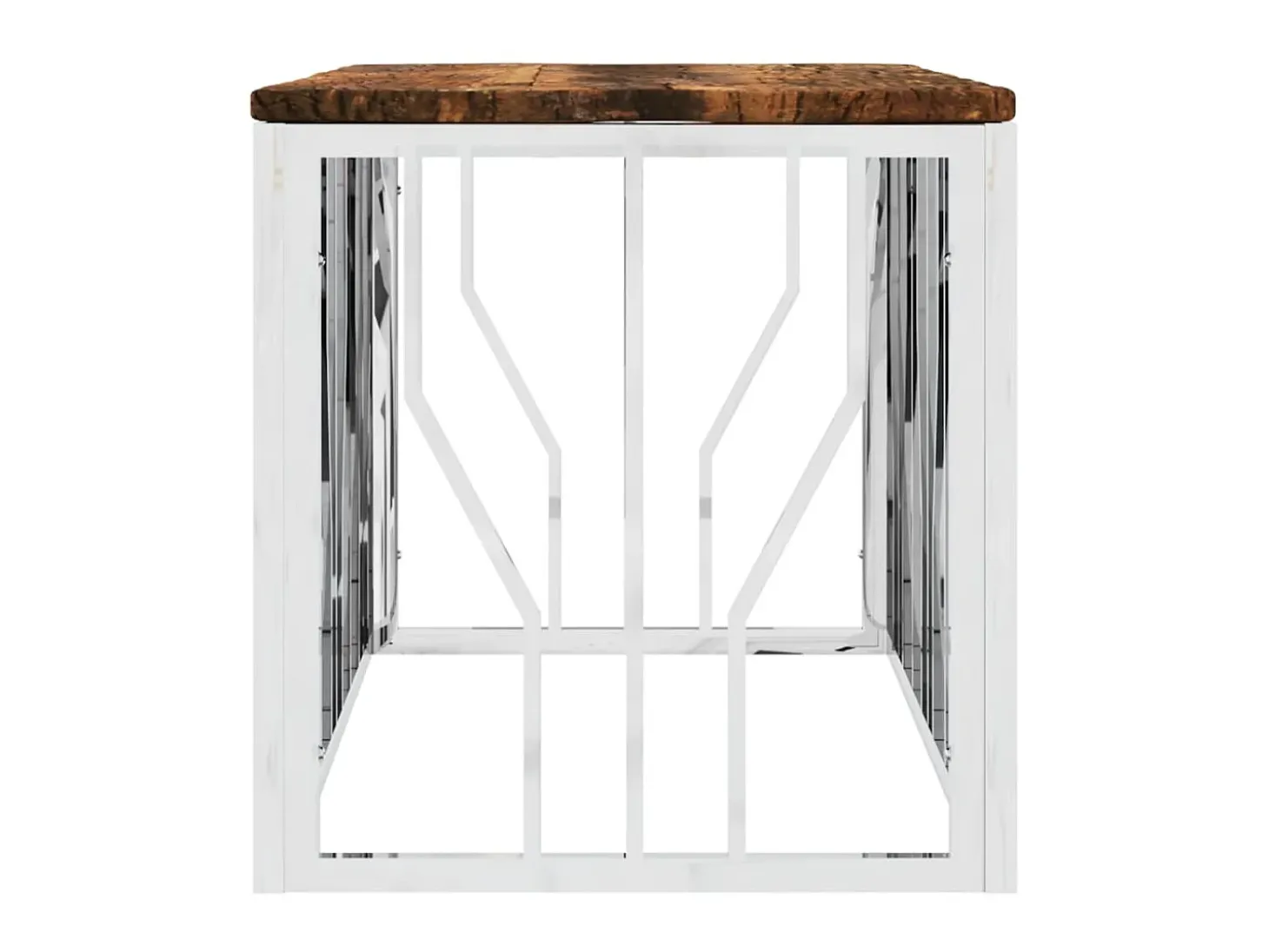 Mesa de centro aço inoxidável e madeira recuperada maciça PT139888