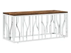Mesa de centro aço inoxidável e madeira recuperada maciça PT139888
