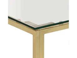 Mesa de centro aço inoxidável e vidro temperado dourado