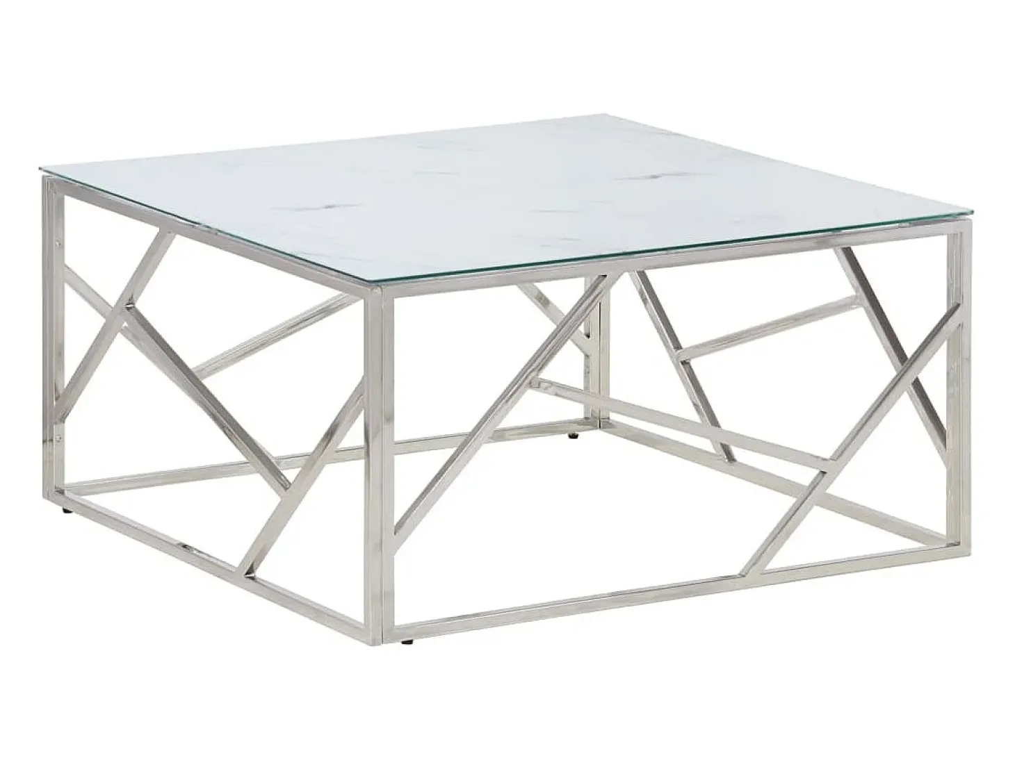 Mesa de centro aço inoxidável e vidro temperado prateado