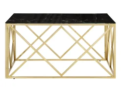 Mesa de centro aço inoxidável e vidro temperado dourado PT286233