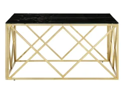 Mesa de centro aço inoxidável e vidro temperado dourado PT286233