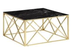 Mesa de centro aço inoxidável e vidro temperado dourado PT286233