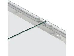 Mesa de centro aço inoxidável e vidro temperado prateado