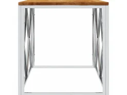 Mesa de centro aço inoxidável e madeira de acácia maciça PT651527