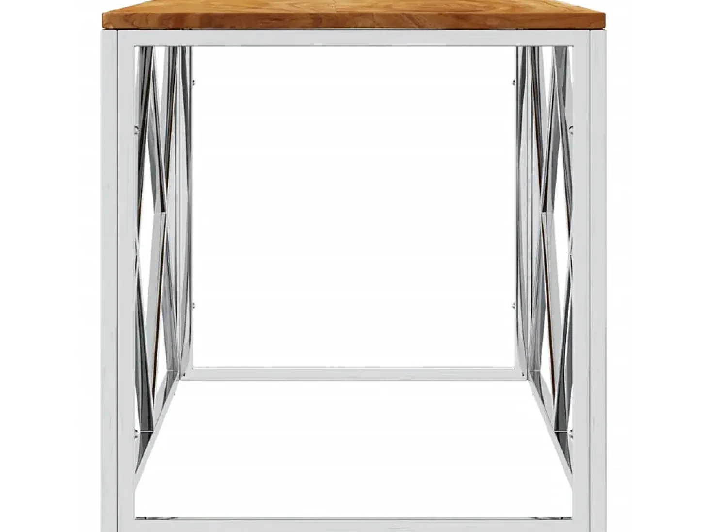 Mesa de centro aço inoxidável e madeira de acácia maciça PT651527