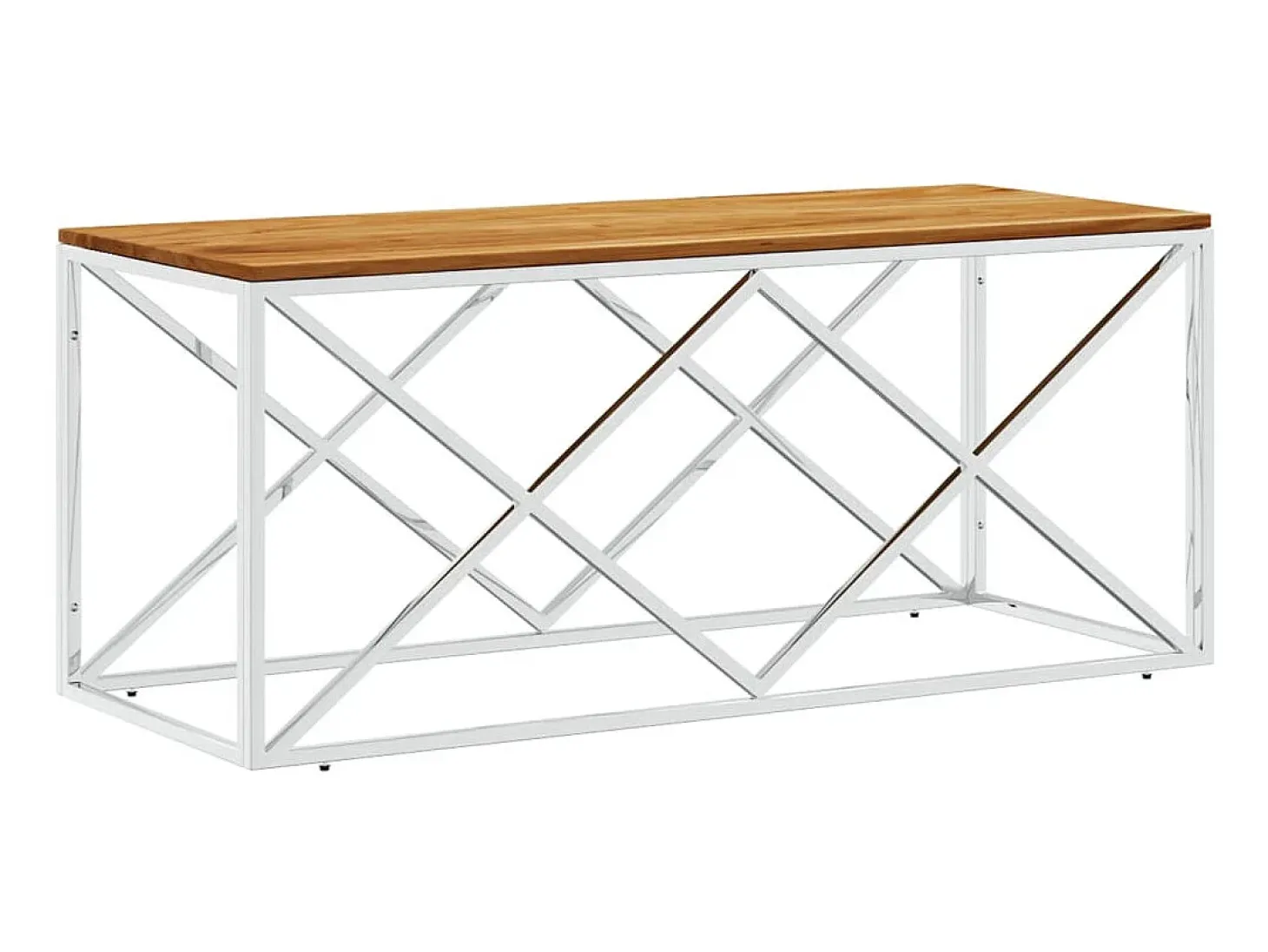 Mesa de centro aço inoxidável e madeira de acácia maciça PT651527