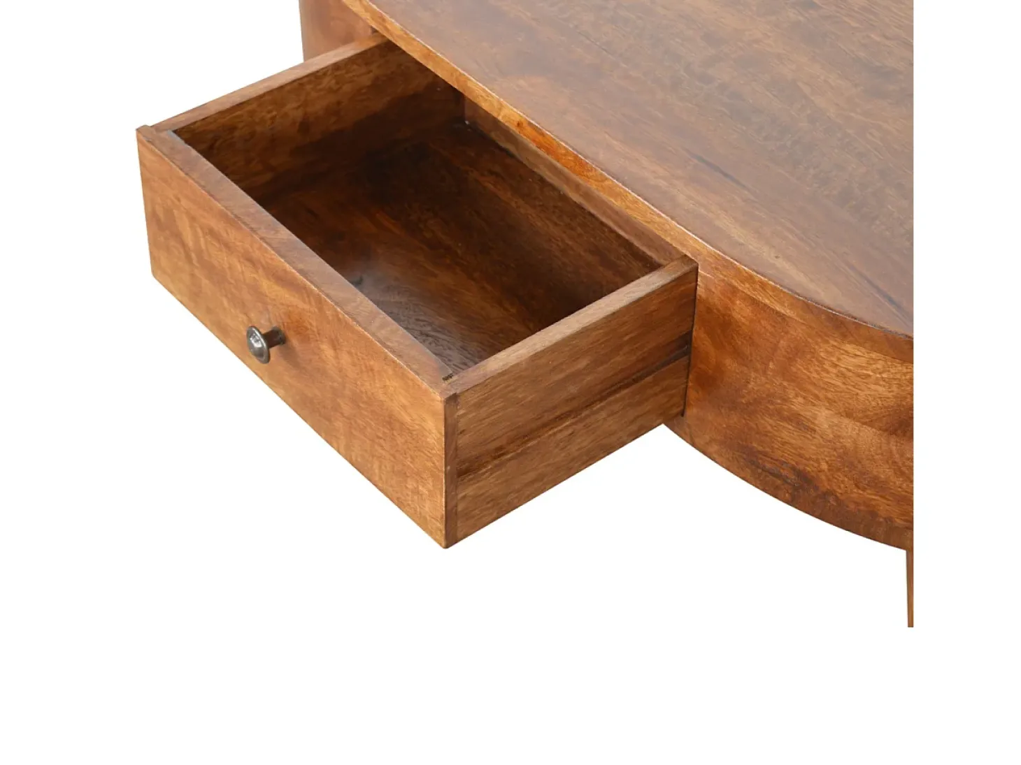 Mesa de centro arredondada em castanheiro Artisan Furniture, 2 gavetas, castanho