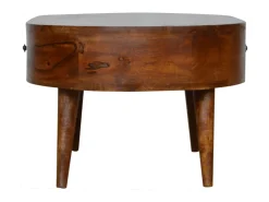 Mesa de centro arredondada em castanheiro Artisan Furniture, 2 gavetas, castanho