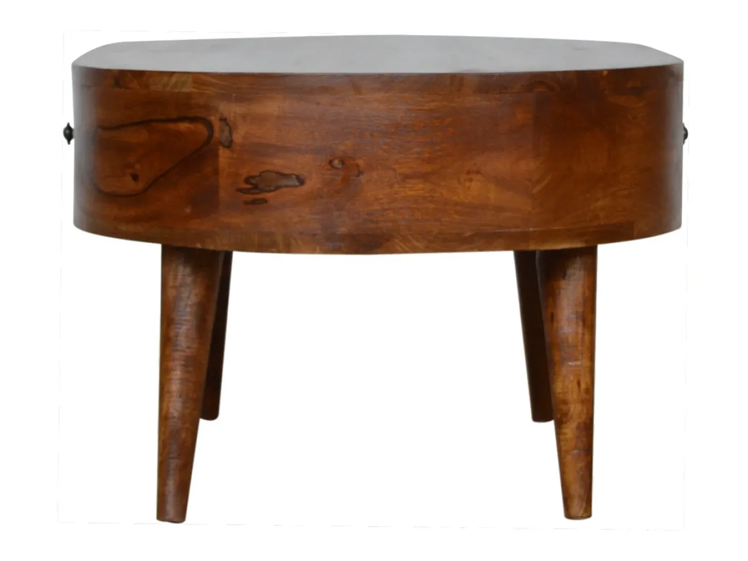 Mesa de centro arredondada em castanheiro Artisan Furniture, 2 gavetas, castanho