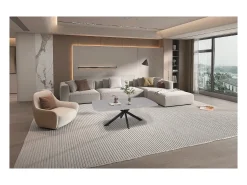 Mesa de Centro ARVENA – Mesa de Centro Retangular 130x70 cm – Pedra Cinza & Metal – Design Contemporâneo e Refinado