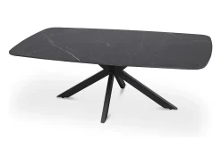Mesa de Centro ARVENA – Mesa de Centro Retangular 130x70 cm – Pedra Preta & Metal – Design Elegante e Contemporâneo